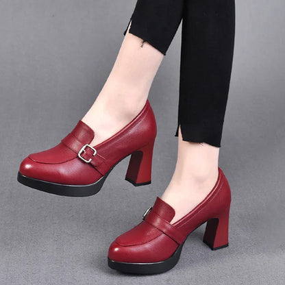 【35-40】πλατφόρμα ψηλοτάκουνα γυναικεία παπούτσια με χοντρό τακούνι μόδας