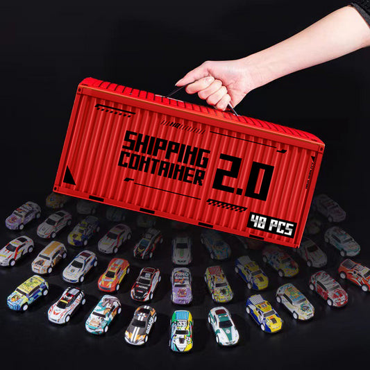 🎅Božična razprodaja - 50 % popust🎁 48 mini avtomobilčkov z zložljivim zadkom in vgrajeno garažo