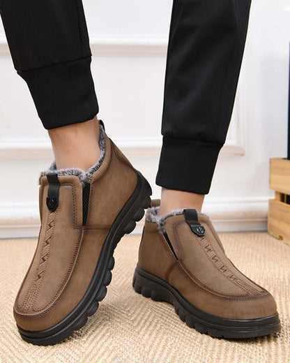 🔥Καυτές πωλήσεις🔥【39-47】Ανδρικά ζεστά casual παπούτσια με στρογγυλή μύτη, ζεστά, άνετα, αντιολισθητικά και ανθεκτικά