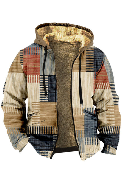 【S-4XL】Мъжката случайна есен и зима плюс дебело кадифено палто и топла качулка от агнешка вълна