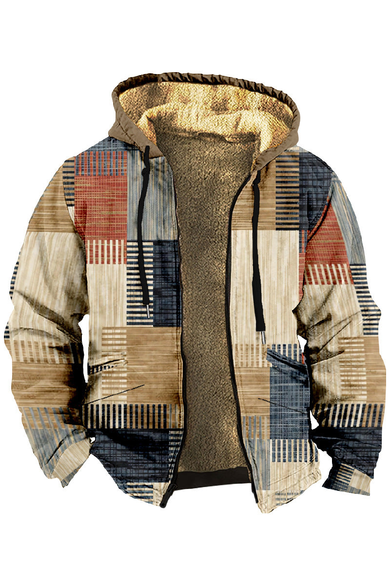 【S–4XL】Moška priložnostna jesensko-zimska debela žametna jakna s toplo kapuco iz jagnječje volne