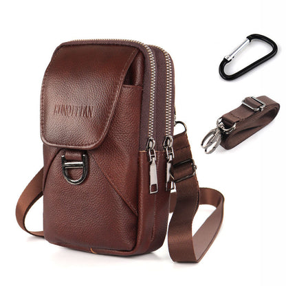 💰👜Чанта за кръста с портфейл от естествена кожа за мобилен телефон