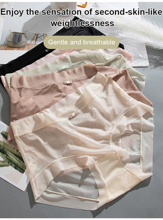 🩲🔥Нова постъпка 【6 броя】Дамски бикини с висока талия от ледена коприна