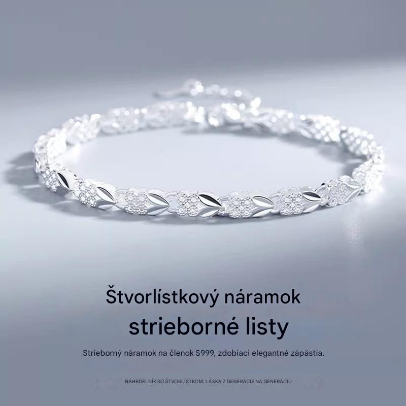 😀👉【Kúp jeden, druhý dostaneš zadarmo】💖🍀Páči sa mi nový módny dámsky náramok zo striebra 925 so štvorlístkom
