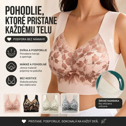 🥰 Čipkované podprsenky vo väčších veľkostiach (M–4XL), bez kostíc, s očarujúcim dizajnom chrbta, sexy a priedušné, bezšvové prevedenie, 【40–100 kg】