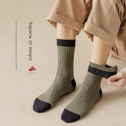 😍🧦【10 чифта】Мъжки чорапи 2026 - нови постъпления за есен и зима, дебели памучни средно високи чорапи, абсорбиращи и против миризма