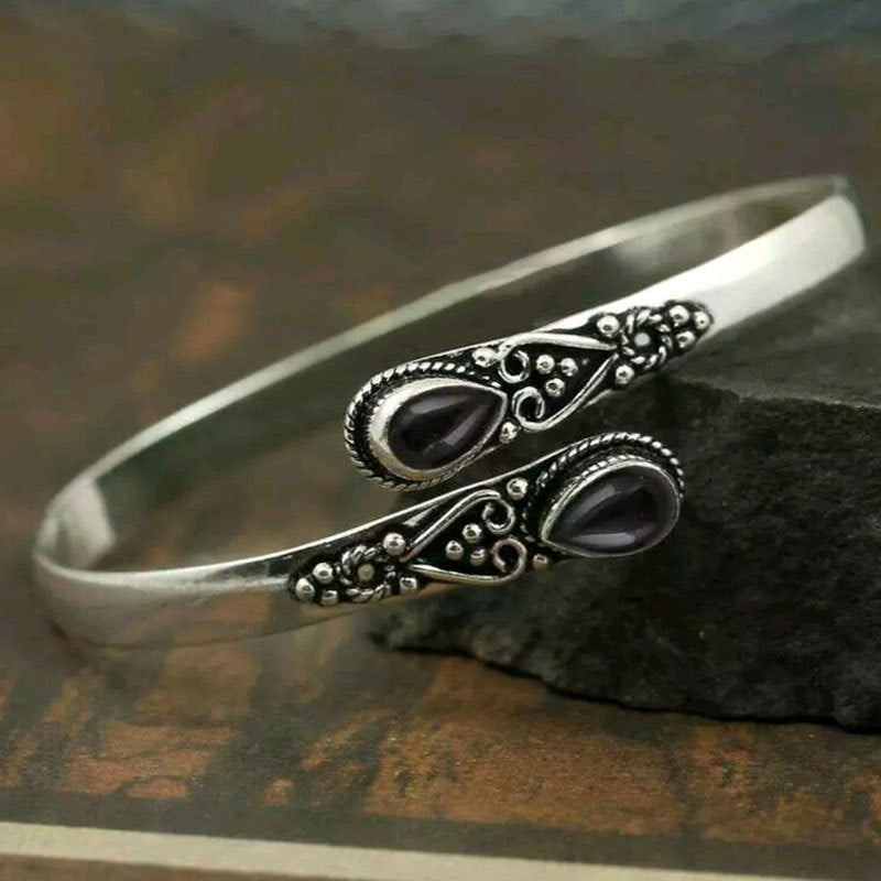 🔥【Само днес -50% отстъпка】Винтидж гривна от сребърен зелен ахат S925