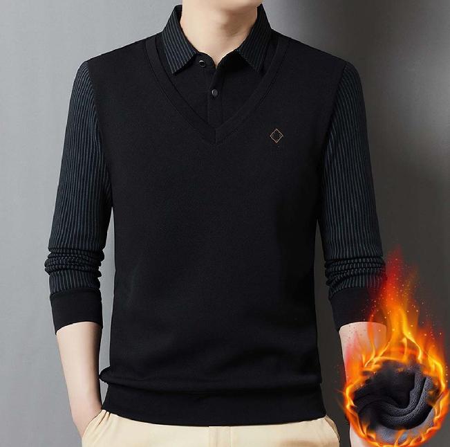 🔥 Εποχιακή προσφορά -50% 【M-4XL】👔 Ανδρικό premium κασμιρένιο ζεστό σετ μπλούζας με μακριά μανίκια